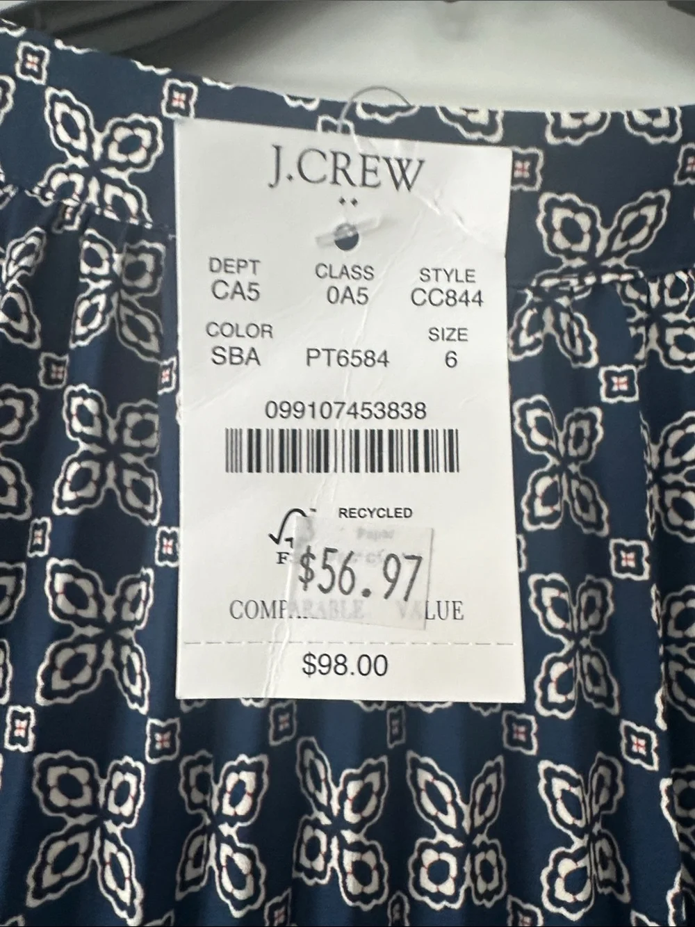 J. Crew Navy and White Circle-Print pleated Skirt